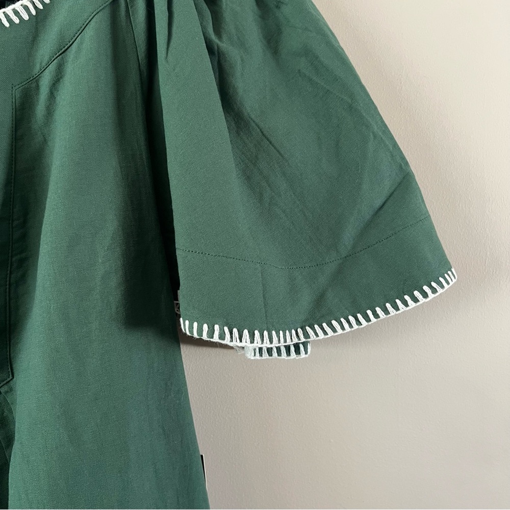 Tuckernuck Pomander place Finley flutter sleeve mini dress xs Green stitching - Picture 4 of 11